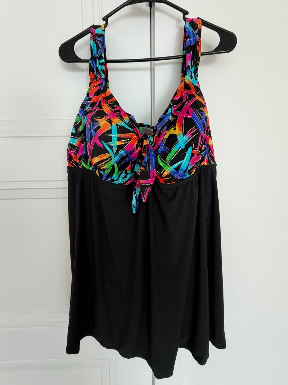 Robby Len Latitude Swim Dress Black w/ Abstract Pattern Top Section Size 24W